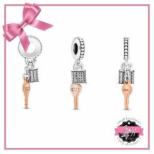 Rose Pave Padlock and Key Dangle